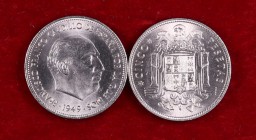1949*1949 y *1950. Estado Español. 5 pesetas. (Cal. 45 y 46). Lote de 2 monedas. S/C-.