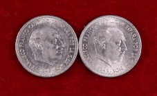 1949*1950. Estado Español. 5 pesetas. (Cal. 46). Lote de 2 monedas. EBC-/EBC.