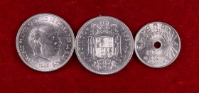 Estado Español. 25 céntimos 1937, 5 pesetas 1949*49 y *50. Lote de 3 monedas. A examinar. EBC.