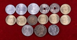 Lote de 15 monedas del Estado Español y Juan Carlos I. A examinar. MBC/S/C.