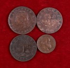 Argentina. Brasil, Liberia y España. Lote de 4 monedas de Cobre. BC/MBC-.