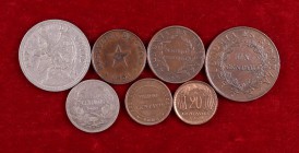 1851 a 1953. Chile. 1/2 (tres), 1, 20 centavos (dos) y 1 peso. Lote de 7 monedas. A examinar. MBC+/S/C.