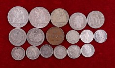 Guatemala. Lote de 17 monedas divisionarias, la gran mayoría de plata. A examinar. BC+/MBC+.