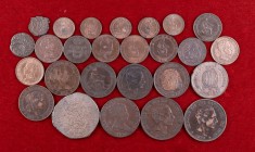Lote de 26 monedas españolas de cobre, la mayoría del Centenario. A examinar. MBC/EBC+.