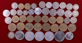 Lote de 46 monedas españolas y extrangeras modernas en diversos metales. A examinar. BC/S/C-.