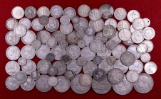 Lote de 93 monedas de plata españolas y alguna extrangera, la mayoría del centenario de la peseta. A examinar. BC-/MBC+.