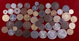 Lote de 53 monedas de diferentes paises, cuatro en plata. A examinar. BC/S/C-.