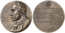 1845-1945. Mossèn Jacinto Verdaguer. 170 g. Ø 65 mm. Cobre. Centenario de su nacimiento. En expositor. Grabador: Marés. EBC.