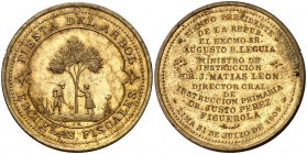 1909. Perú. Lima. Fiesta del árbol. Escuelas fiscales. 11,67 g. Ø 30 mm. Bronce dorado. S/C-.