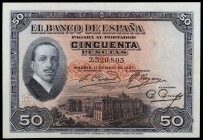 1927. 50 pesetas. (Ed. B110) (Ed. 326). 17 de mayo, Alfonso XIII. MBC+.