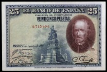 1928. 25 pesetas. (Ed. B112) (Ed. 328). 15 de agosto, Calderón de la Barca. Sin serie. Leves dobleces. EBC.