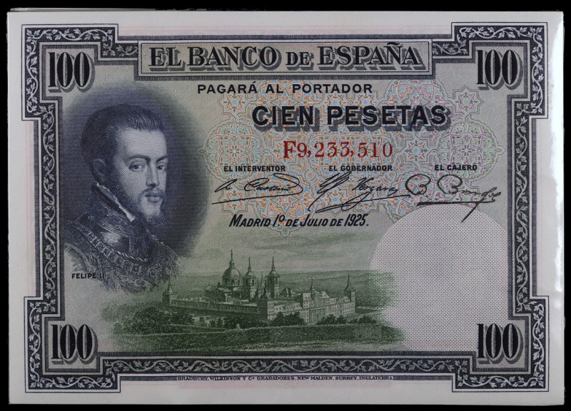 1925. 100 pesetas. (Ed. C1) (Ed. 350). 1 de julio, Felipe II. Lote de 50 billete...