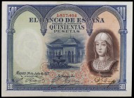 1927. 500 pesetas. (Ed. C3) (Ed. 352). 24 de julio, Isabel la Católica. Dobleces. EBC+.