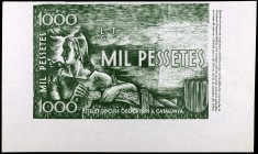 (1950). Generalitat de Catalunya. 1000 pesetas. Prueba de anverso en verde sin la impresión del texto en negro. EBC+.