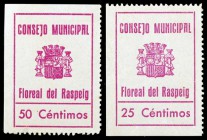 Floreal del Raspeig (Alicante). 25 y 50 céntimos. (KG. falta) (T. falta). Serie de 2 billetes. Raros. EBC+.