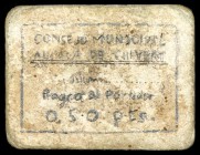Alcalá de Chivert (Castellón). 50 céntimos y 1 peseta. (KG. 42) (T. 62 y 63). Cartón. Textos sobrescritos a lápiz en la época. Ex Colección Montoliu 2...