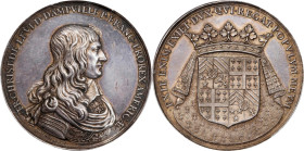 1658 Dampville, Viceroy of America Medal. Betts-39. Silver. AU-55 (PCGS).
49.7 mm. 598.8 grains. Plain edge. A thoroughly important medal, extremely ...