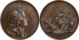 1676 French Colony at Cayenne Retaken Medal. Betts-50. Bronze. MS-64 BN (PCGS).
41.4 mm. 485.2 grains. Plain edge. Rich chocolate brown with contrast...