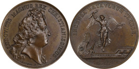 1677 Dutch Fleet Burned and French Colony at Tobago Preserved Medal. Betts-52. Bronze. MS-64 BN (PCGS).
41.0 mm. 486.4 grains. Plain edge. Glossy oli...