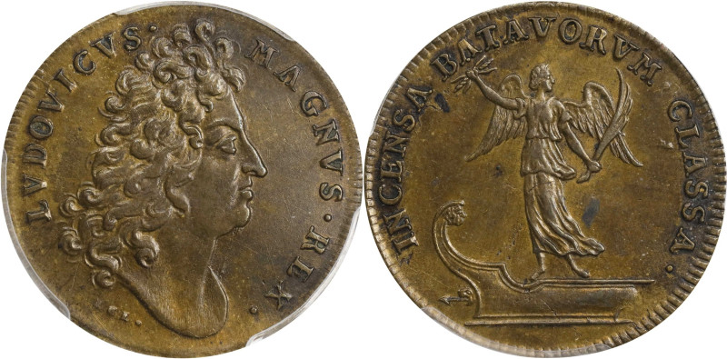 1677 Dutch Fleet Burned and French Colony at Tobago Preserved Jeton. Betts-58. B...