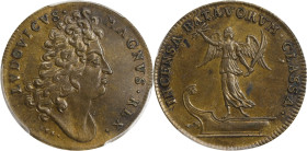 1677 Dutch Fleet Burned and French Colony at Tobago Preserved Jeton. Betts-58. Brass. AU Details--Cleaned (PCGS).
25.7 mm. 69.2 grains. Glossy dark g...