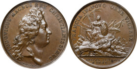 1690 Quebec Preserved Medal. Betts-68. Bronze. MS-64 BN (PCGS).
41.3 mm. 449.3 grains. Plain edge. Attractive lustrous medium brown with some faint b...