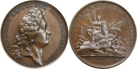 1690 Quebec Preserved Medal. Betts-68. Bronze. MS-64 BN (PCGS).
41.3 mm. 424.8 grains. Plain edge. Sedate medium brown with glossy luster and some li...