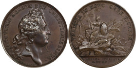 1690 Quebec Preserved Medal. Betts-68. Bronze. Unc Details--Corrosion Removed (PCGS).
41.2 mm. 504.0 grains. Plain edge. Mottled brown and rose from ...