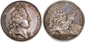 "1690" (early 20th century) Quebec Preserved Medal. Betts-69. Silver. MS-63 (PCGS).
41.0 mm. 594.7 grains. Edge marked (cornucopia) 1ARGENT, distingu...