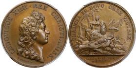 "1690" (early 20th century) Quebec Preserved Medal. Betts-73. Bronze. Unc Details--Cleaned (PCGS).
41.0 mm. 527.2 grains. Edge marked (cornucopia) BR...