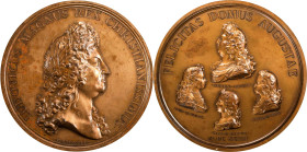 "1693" (early 20th century) French Royal Family Medal. Betts-75. Bronze. Mint State.
75 mm. 2508.2 grains. Edge marked (cornucopia) BRONZE at the Par...