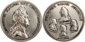 "1693" (1936-1958) French Royal Family Medal. Betts-75. Silver. Mint State.
75 mm. 3199.2 grains. Edge marked with winged A and "NT," designating a P...