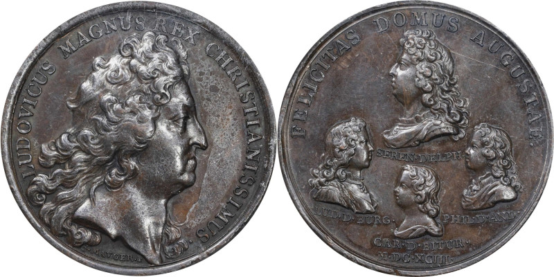 1693 Louis XIV Felicitas Domus Augustae Medal. Betts-75C. Copper. AU Details--Ri...
