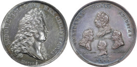 1693 Louis XIV Felicitas Domus Augustae Medal. Betts-75G. Silver. MS-61 (PCGS).
35.3 mm. 224.3 grains. Plain edge. This piece was cataloged by Michae...