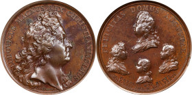 1686 French Royal Family Medal. Betts-76. Bronze. MS-63 BN (PCGS).
41.2 mm. 448.9 grains. Plain edge. Obverse D / Reverse C. Two decades ago, we desc...
