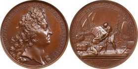 1695 The Enemy's Indic Riches Intercepted Medal. Betts-Unlisted, Divo-262. Bronze. Specimen-65 BN (PCGS).
41.1 mm. 525.8 grains. A historic entry fro...