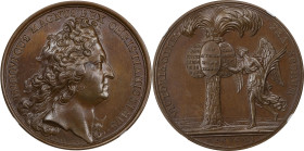 1697 French Victories Against Spain (Cartagena Captured) Medal. Betts-86. Bronze. MS-65 BN (NGC).
40.8 mm. 506.4 grains. Plain edge. A beautiful exam...
