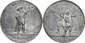 Undated (ca. 1720) John Law / Money's the Watchword Medal. Betts-120, Adams-28. Silver. AU Details--Cleaned (PCGS).
37.8 mm. 235.5 grains. Deep teal,...