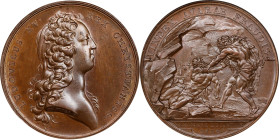 1716 John Law / The Avenger of the Fraud Medal. Betts-125, Adams-3. Copper. MS-64 BN (PCGS).
41 mm. 457.0 grains. Beautifully lustrous and nicely ref...