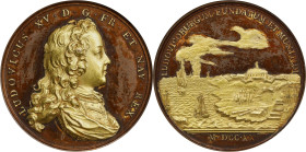 1720 Founding of Louisbourg Medal. Betts-145. Damascened Bronze. MS-63 (PCGS).
41.3 mm. 541.7 grains. Plain edge. An important Damascened example of ...