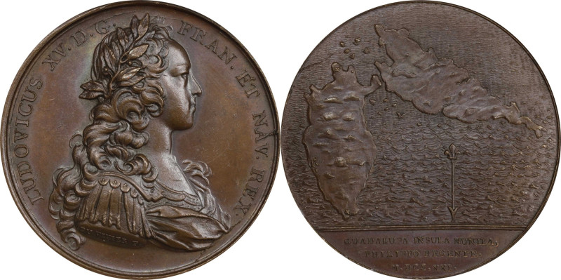 1721 Guadeloupe Fortified Medal. Betts-148. Bronze. MS-63 BN (PCGS).
41.4 mm. 6...