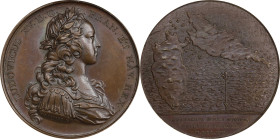 1721 Guadeloupe Fortified Medal. Betts-148. Bronze. MS-63 BN (PCGS).
41.4 mm. 603.4 grains. Plain edge. A genuinely elusive medal, far rarer than the...
