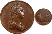 Undated Louis XV Honos et Virtus Indian Peace Medal. Betts-160. Bronze. MS-63 BN (PCGS).
55.5 mm. 1049.4 grains. Plain edge. An early striking, likel...