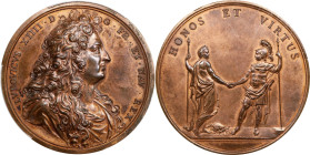 Undated (ca. 1880-1898?) Louis XIV Honos et Virtus Indian Peace Medal. After Betts-160. Bronze. Unc Details-- Cleaned (PCGS).
56 mm. 1291.7 grains. E...