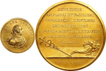 1733 Compagnie des Indes Medal. Betts-168. Gilt Copper. MS-62 (PCGS).
59.0 mm. 1344.93 grains. Plain edge. Bright dramatic gilding is intact on both ...