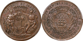 1752 Franco-American Jeton. Compagnie des Indes Occidentales. Lecompte-112c, Betts-384 / Betts-387. Copper. AU-58 (PCGS).
28.8 mm. 108.1 grains. Coin...