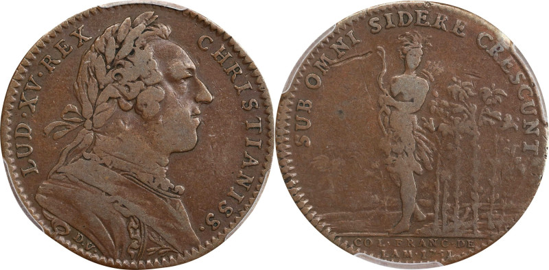 1751 Franco-American Jeton. Standing Indian, No Alligator. Betts-385, Breton-510...