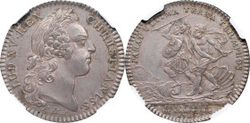 1757 Franco-American Jeton. Mars and Neptune. Betts-394, Breton-518. Silver. AU-55 (NGC).
28 mm. 113.0 grains. Coin turn. Reeded Edge. A lovely examp...