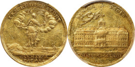 1763 Treaty of Hubertusberg Medal. Betts-447. Gold. EF-40 (PCGS).
22.3 mm. 53.7 grains. A desirable ducat-sized gold medal marking the end of the Sev...