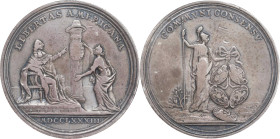 1783 Peace of Versailles Medal. Betts-608. Silver. VF-30 (NGC).
45 mm. 384.3 grains. The rarest format of the so-called "French Libertas Americana me...